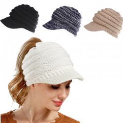 Warm Women's Hats Knitted Baseball Beanies Ponytail Hat Beanies Cap Sport Travel