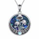 Mushroom Pendant Necklace Bohemian Boho Blue Moon Phase Birthday Christmas Gift