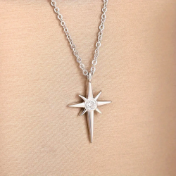 18K White Gold Plated Geometric Star Necklace Necklace Jewelry Women Gift New