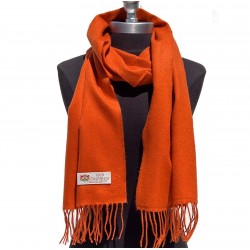 New Women's 100% CASHMERE SCARF Made in England SOLID Orange SUPER SOFT