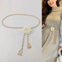 Adjustable Flower Chain Belt Camellia Accessories Fashion Waist Belts  Women