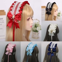 Lolita Headband Frill Bowknot Lace Headwear Gothic Princess Sweet Hair Accesso —