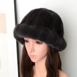 Real Mink fur Female Hat Winter warm dome Pot Hat Curled outdoor Fur Hat gifts