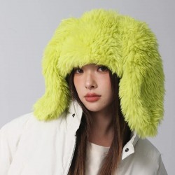 Cute Rabbit Ear Faux Fur Hat Trapper Beanie Fluffy Plush Ski Russian Warm Winter