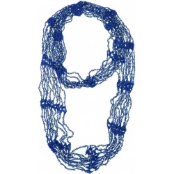 Women's Seed Bead Infinity Scarf Thin Lightweight Belt Wrap Solid Blue